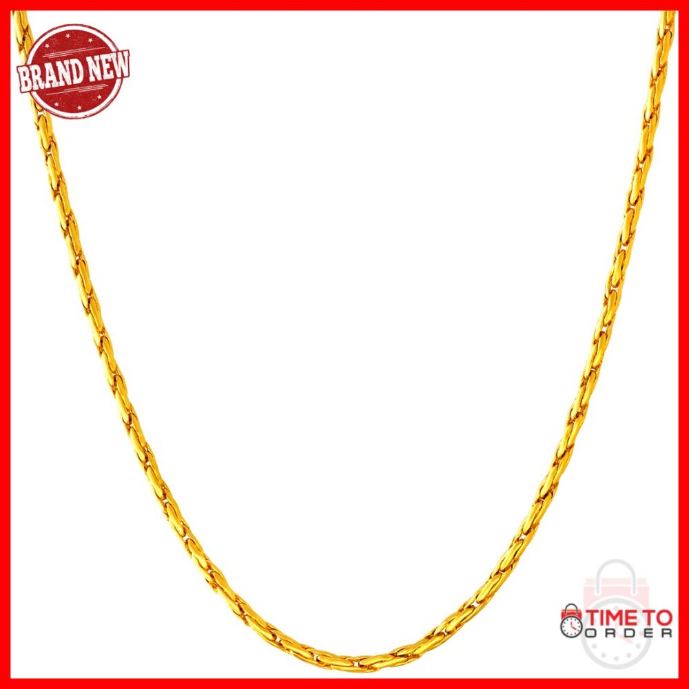 24k Gold Plated Twister Weave Chain Necklace 20 Inch Lobster Clasp
